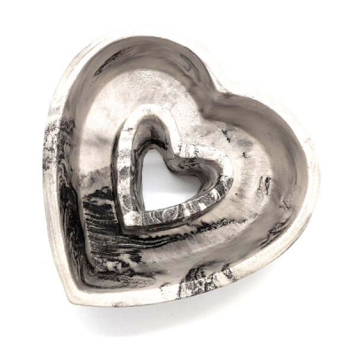 Бетонное кашпо Сердце (HEART) 13,5х4,5см Черный мрамор